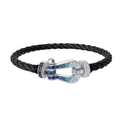 FORCE 10 BRACELET LARGE MODEL 18K WHITE GOLD DIAMOND PAVED AND COLORED STONES