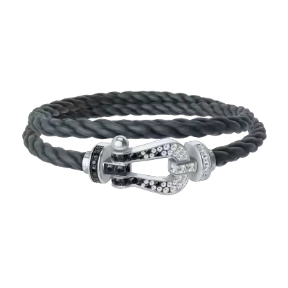 FORCE 10 BRACELET 18K WHITE GOLD AND BLACK AND WHITE DIAMONDS LARGE MODEL