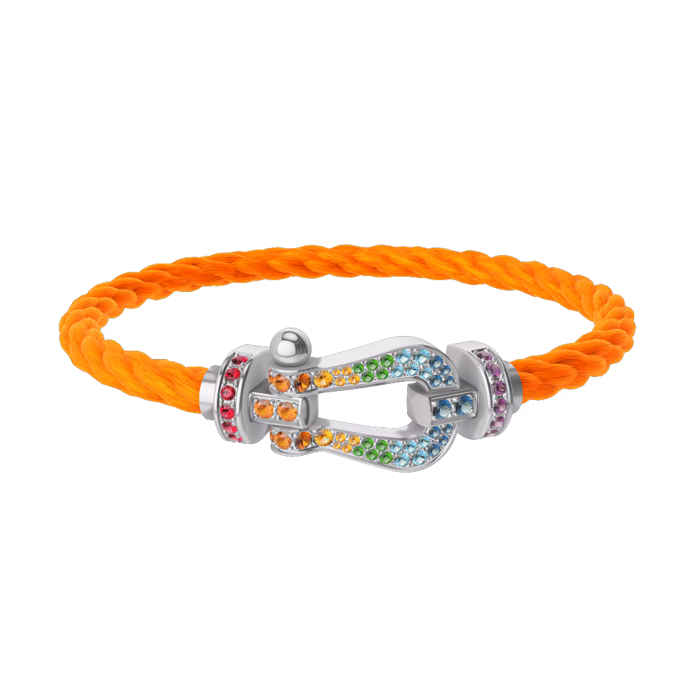 FORCE 10 BRACELET 18K WHITE GOLD AND COLORED STONES LARGE MODEL