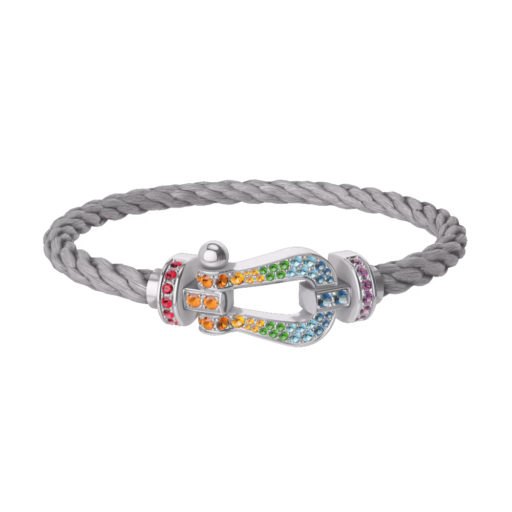FORCE 10 BRACELET 18K WHITE GOLD AND COLORED STONES LARGE MODEL