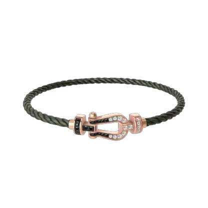 FORCE 10 BRACELET 18K PINK GOLD AND BLACK AND WHITE DIAMONDS MEDIUM MODEL