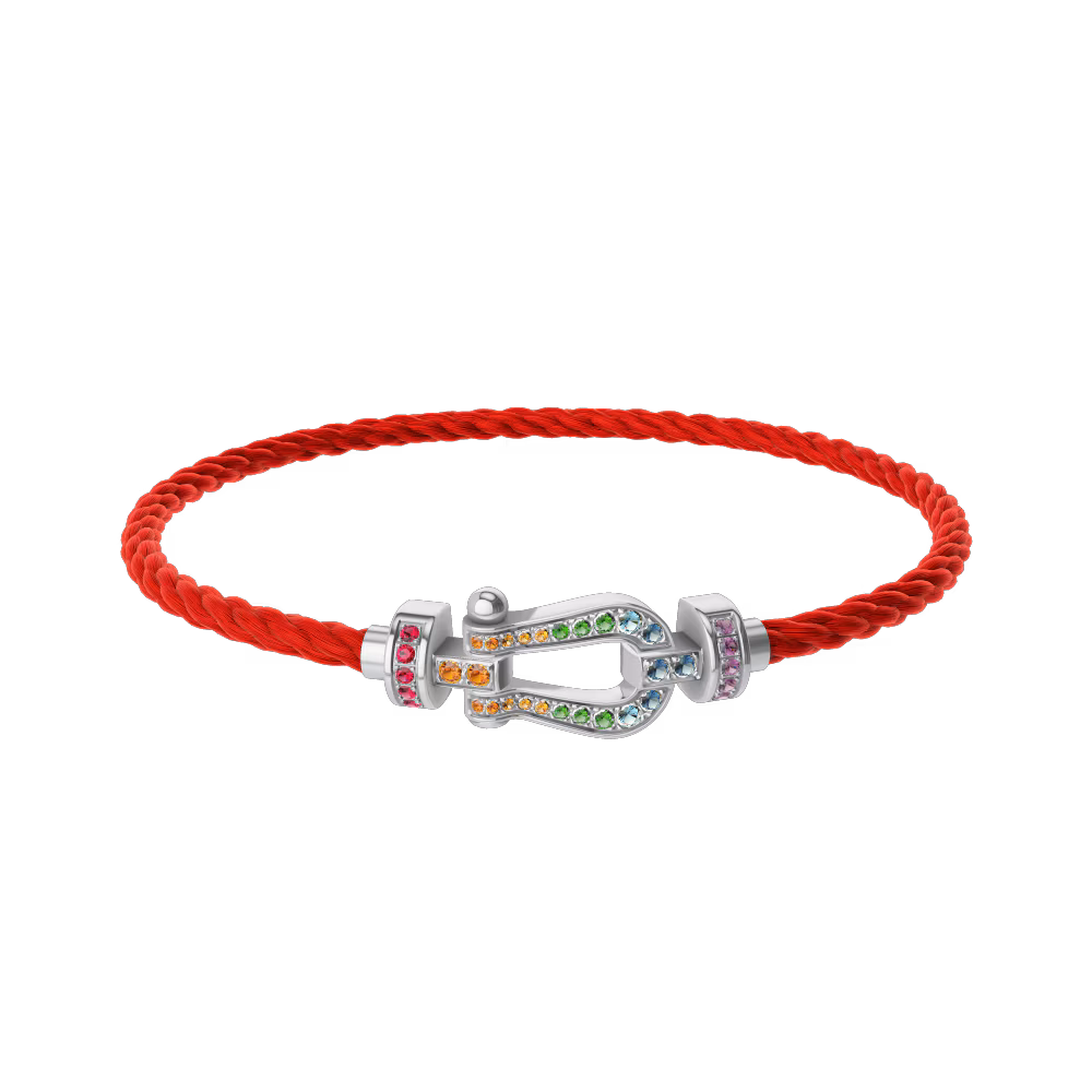 FORCE 10 BRACELET MEDIUM MODEL IN 18K WHITE GOLD AND COLOURED STONES