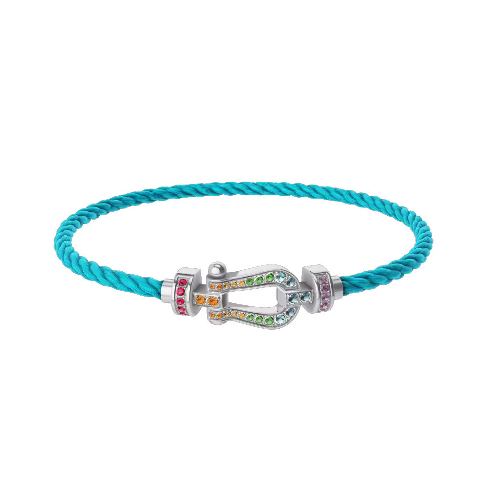 FORCE 10 BRACELET MEDIUM MODEL IN 18K WHITE GOLD AND COLOURED STONES
