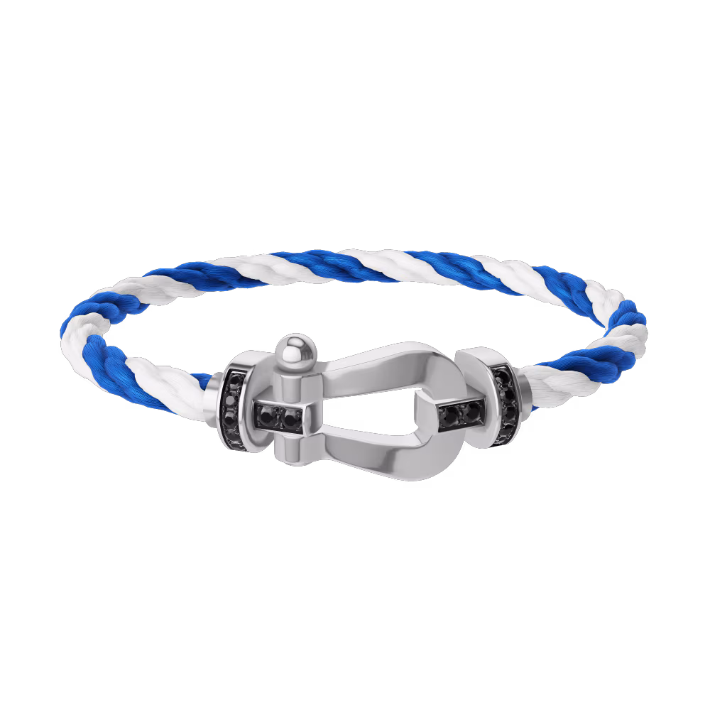 FORCE 10 BRACELET 18K WHITE GOLD AND BLACK DIAMONDS LARGE MODEL