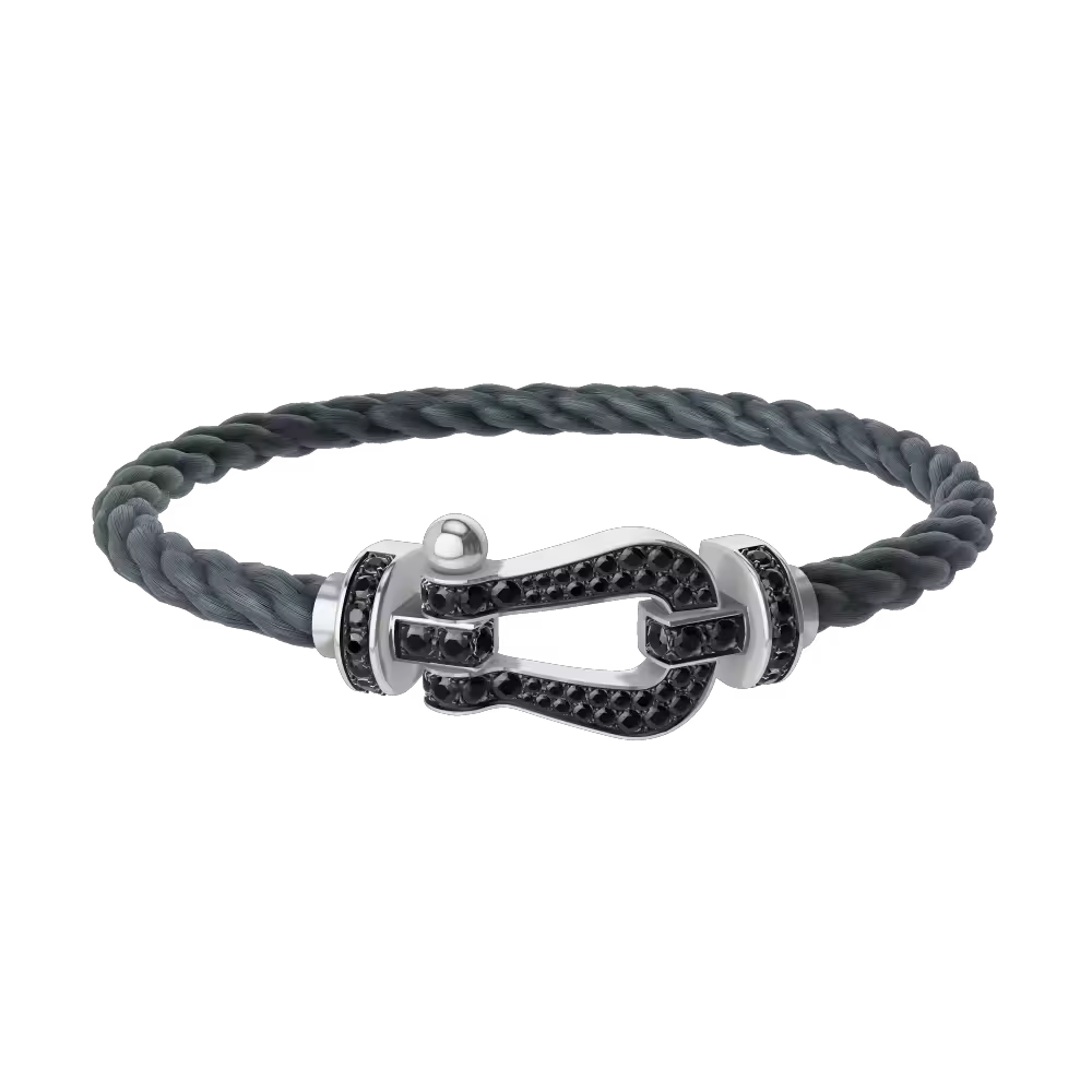 FORCE 10 BRACELET 18K WHITE GOLD AND BLACK DIAMONDS LARGE MODEL