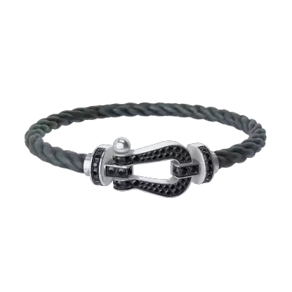 FORCE 10 BRACELET 18K WHITE GOLD AND BLACK DIAMONDS LARGE MODEL