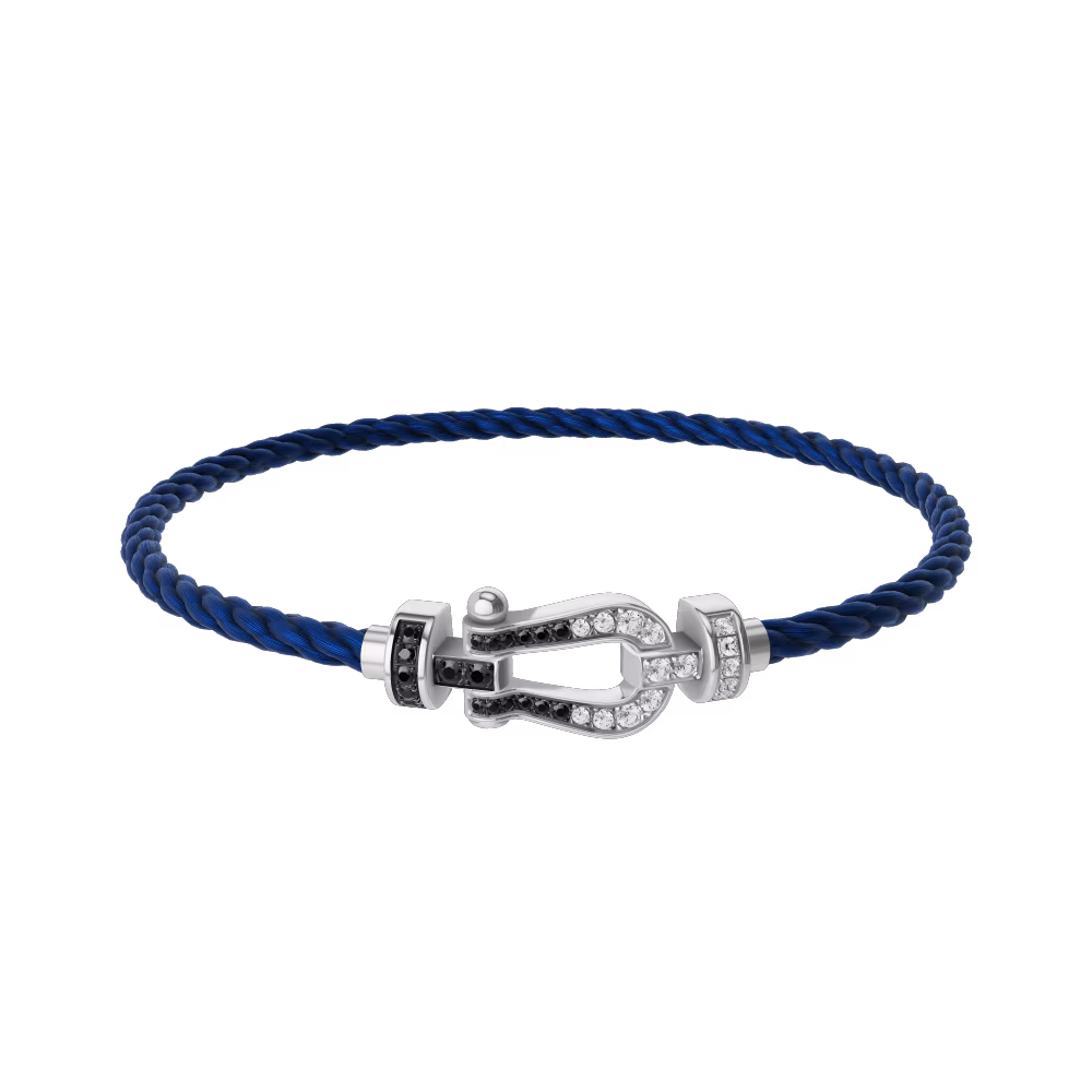 FORCE 10 BRACELET 18K WHITE GOLD AND BLACK AND WHITE DIAMONDS MEDIUM MODEL