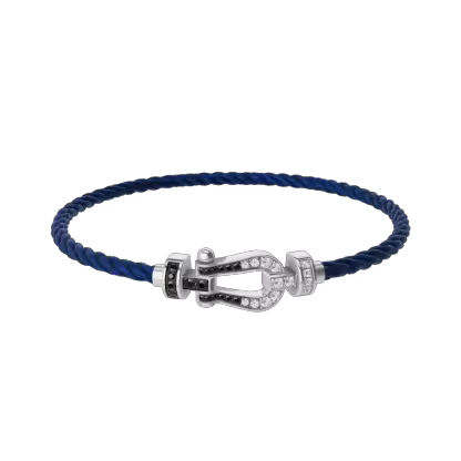 FORCE 10 BRACELET 18K WHITE GOLD AND BLACK AND WHITE DIAMONDS MEDIUM MODEL