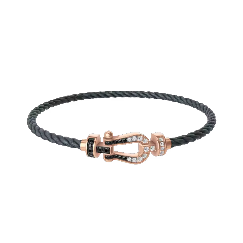 FORCE 10 BRACELET 18K PINK GOLD AND BLACK AND WHITE DIAMONDS MEDIUM MODEL