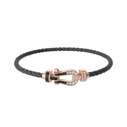 FORCE 10 BRACELET 18K PINK GOLD AND BLACK AND WHITE DIAMONDS MEDIUM MODEL