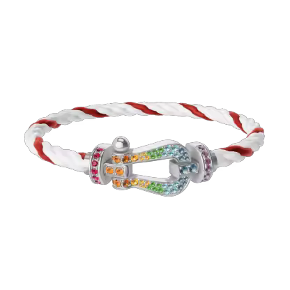 FORCE 10 BRACELET 18K WHITE GOLD AND COLORED STONES LARGE MODEL