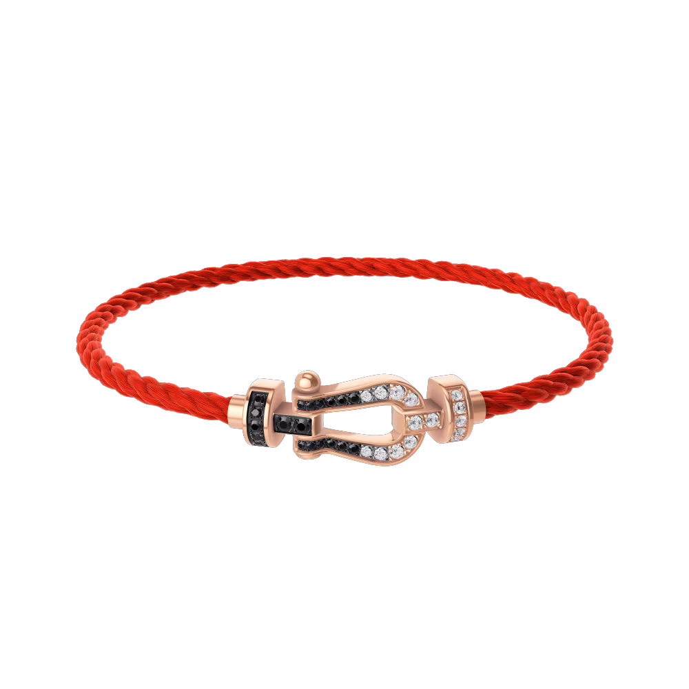 FORCE 10 BRACELET 18K PINK GOLD AND BLACK AND WHITE DIAMONDS MEDIUM MODEL