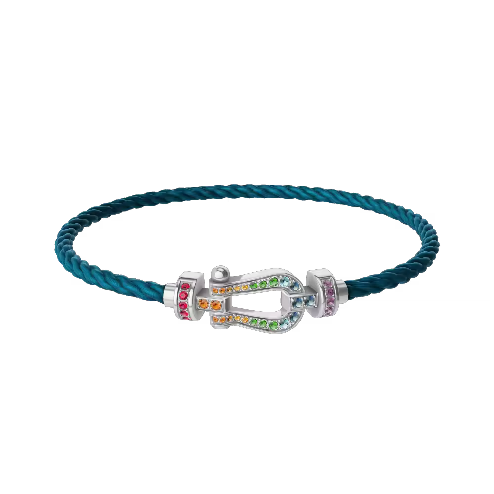 Force 10 bracelet Medium model in 18k white gold and coloured stones
