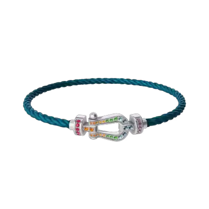 Force 10 bracelet Medium model in 18k white gold and coloured stones