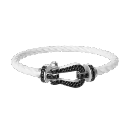 FORCE 10 BRACELET 18K WHITE GOLD AND BLACK DIAMONDS LARGE MODEL