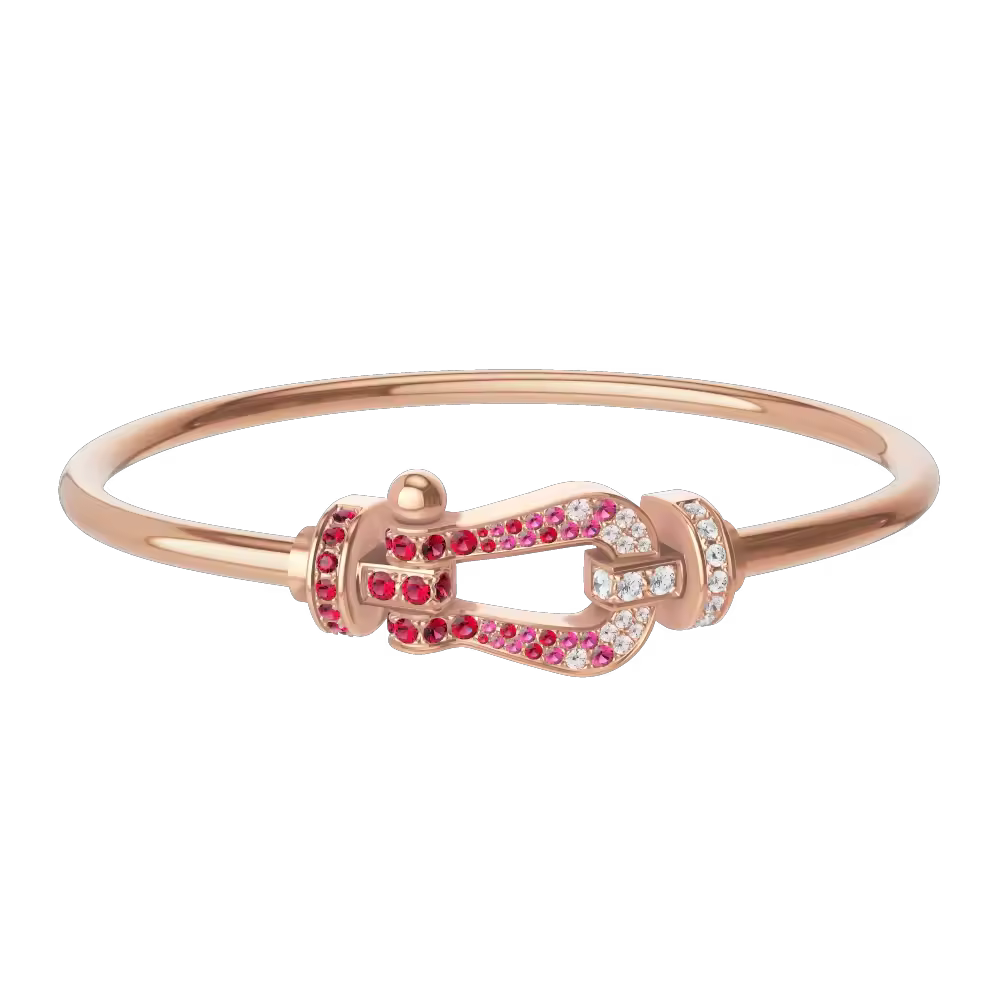 FORCE 10 BRACELET 18K PINK GOLD AND SAPPHIRE, RUBIES, DIAMONDS LARGE MODEL