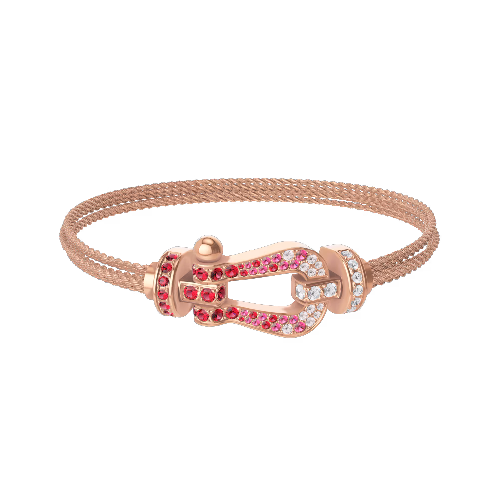 Force 10 bracelet 18k pink gold and sapphire, rubies, diamonds large model