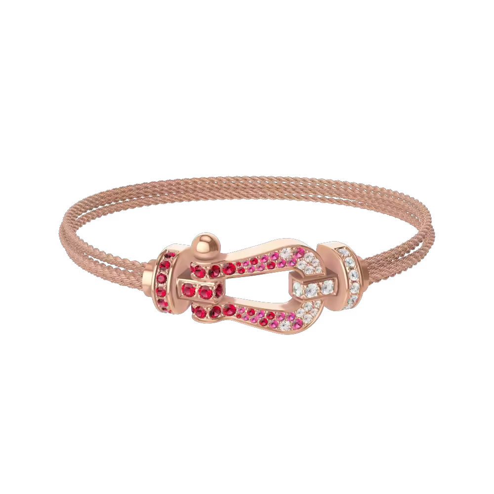Force 10 bracelet 18k pink gold and sapphire, rubies, diamonds large model