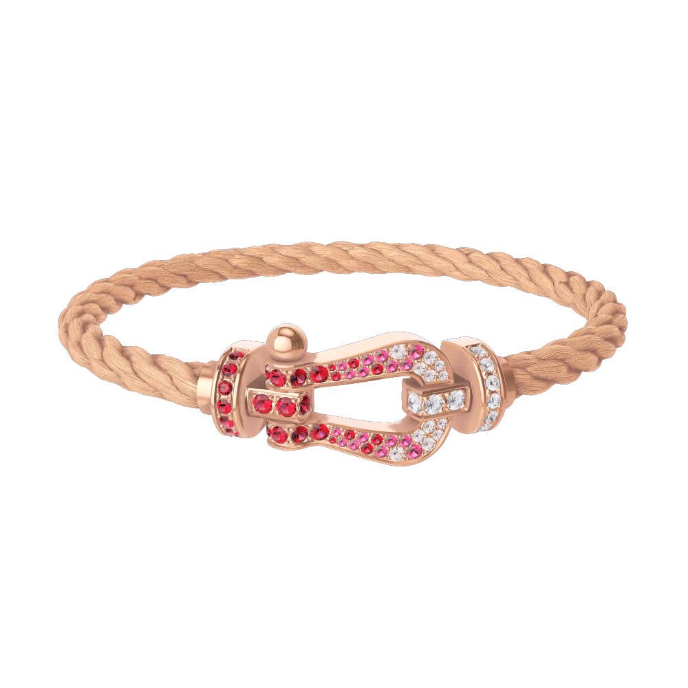 FORCE 10 BRACELET 18K PINK GOLD AND SAPPHIRE, RUBIES, DIAMONDS LARGE MODEL