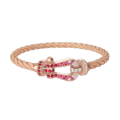 FORCE 10 BRACELET 18K PINK GOLD AND SAPPHIRE, RUBIES, DIAMONDS LARGE MODEL