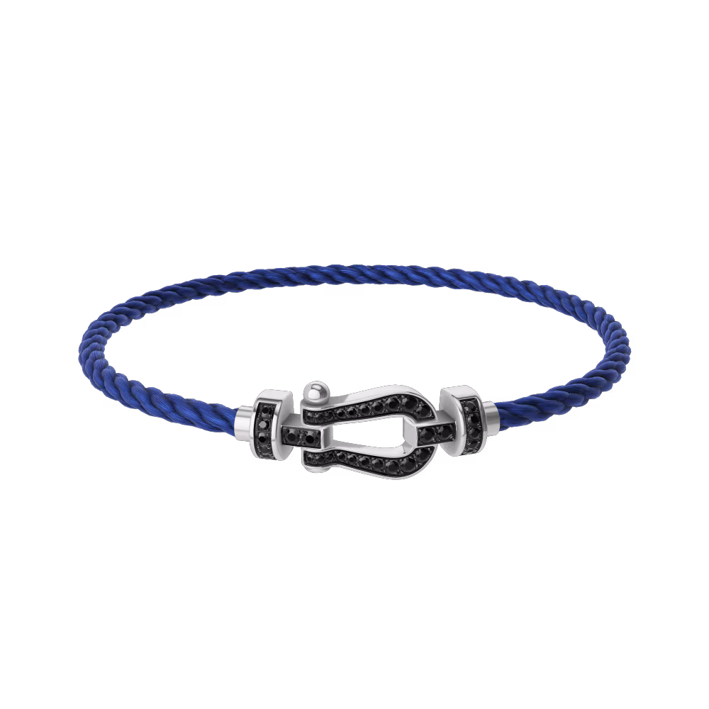 FORCE 10 BRACELET 18K WHITE GOLD AND BLACK DIAMONDS MEDIUM MODEL