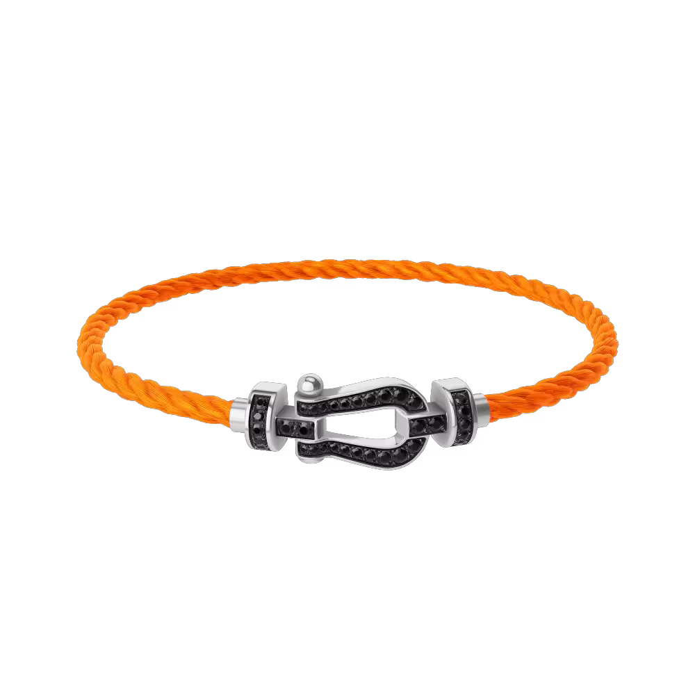 FORCE 10 BRACELET 18K WHITE GOLD AND BLACK DIAMONDS MEDIUM MODEL