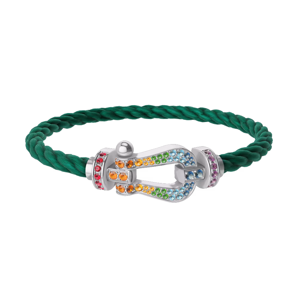 FORCE 10 BRACELET 18K WHITE GOLD AND COLORED STONES LARGE MODEL