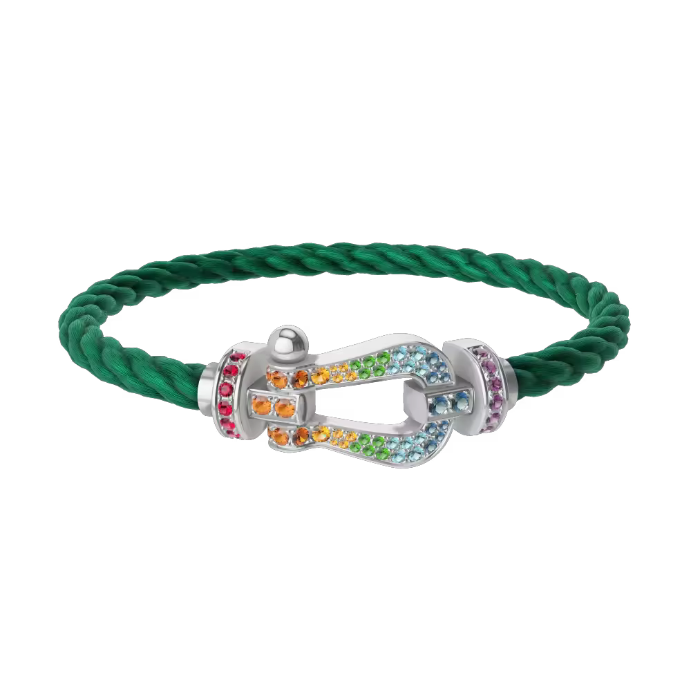 FORCE 10 BRACELET 18K WHITE GOLD AND COLORED STONES LARGE MODEL