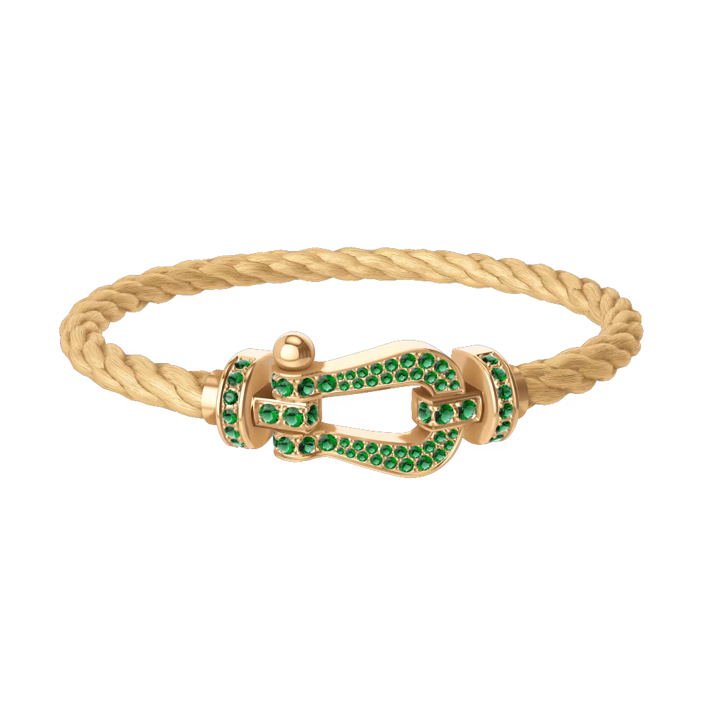 FORCE 10 BRACELET 18K YELLOW GOLD AND EMERALDS LARGE MODEL