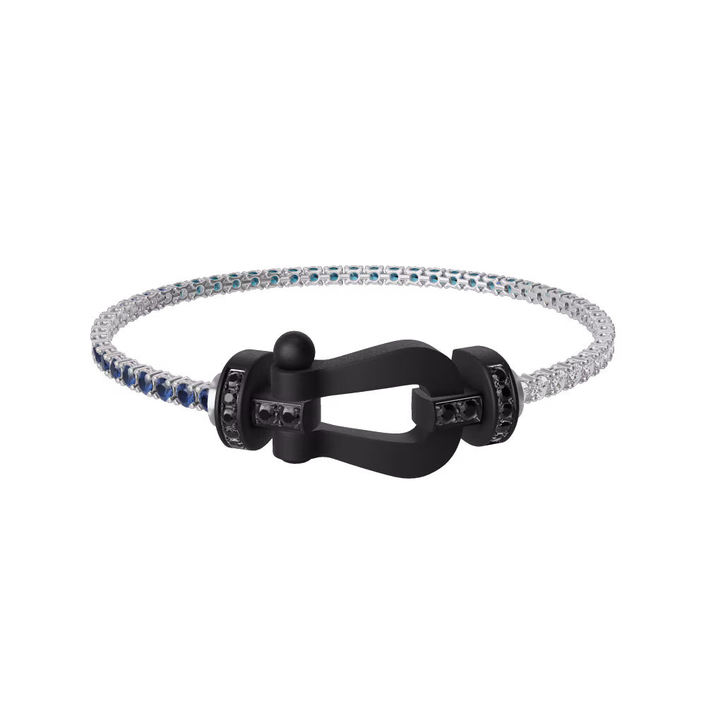 FORCE 10 BRACELET BLACK TITANIUM AND BLACK DIAMONDS LARGE MODEL