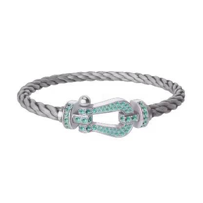 Force 10 bracelet Large model 18K white gold Paraíba tourmalines paved
