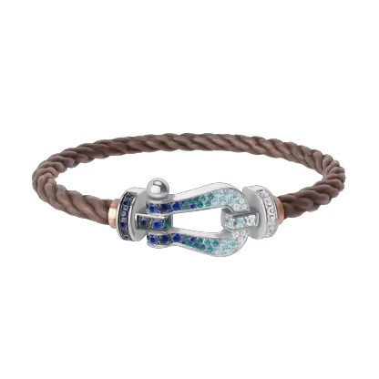 FORCE 10 BRACELET LARGE MODEL 18K WHITE GOLD DIAMOND PAVED AND COLORED STONES