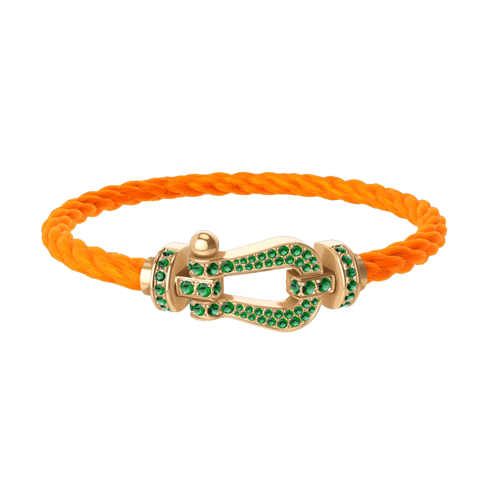 FORCE 10 BRACELET 18K YELLOW GOLD AND EMERALDS LARGE MODEL
