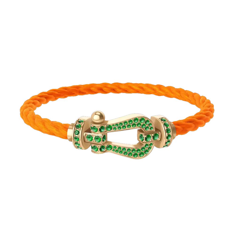 FORCE 10 BRACELET 18K YELLOW GOLD AND EMERALDS LARGE MODEL
