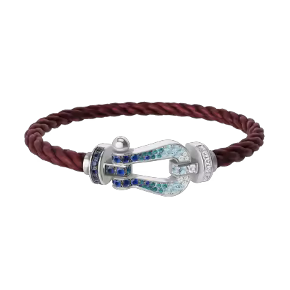 FORCE 10 BRACELET LARGE MODEL 18K WHITE GOLD DIAMOND PAVED AND COLORED STONES