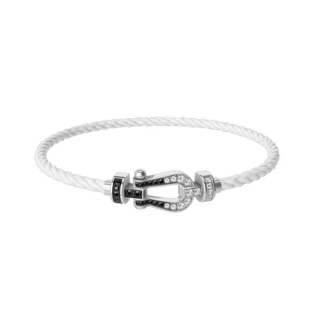 FORCE 10 BRACELET 18K WHITE GOLD AND BLACK AND WHITE DIAMONDS MEDIUM MODEL