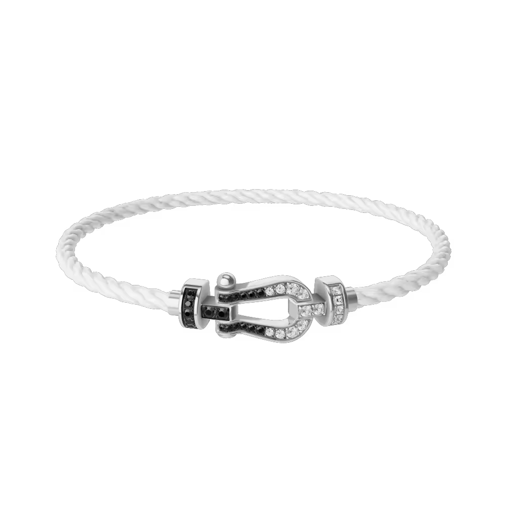 FORCE 10 BRACELET 18K WHITE GOLD AND BLACK AND WHITE DIAMONDS MEDIUM MODEL