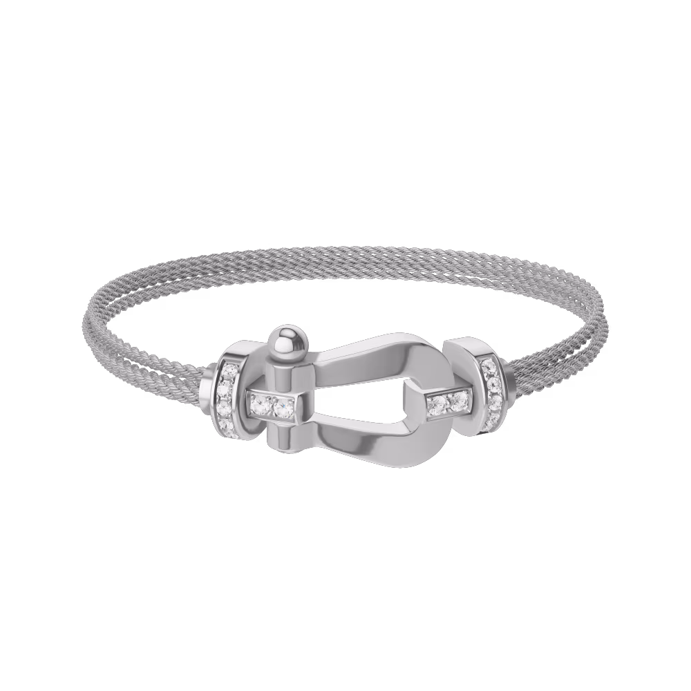 FORCE 10 BRACELET 18K WHITE GOLD AND DIAMONDS LARGE MODEL