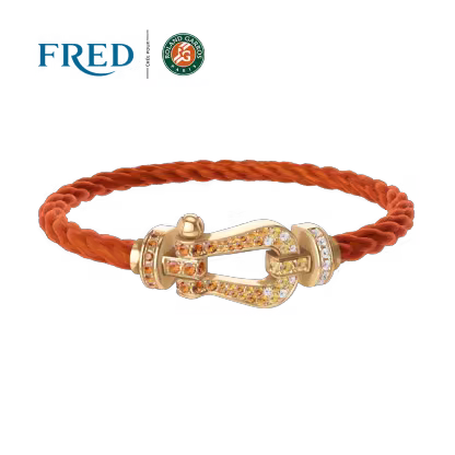 FORCE 10 BRACELET #FREDXROLANDGARROS LARGE MODEL 18K YELLOW GOLD DIAMOND PAVED AND COLORED STONES