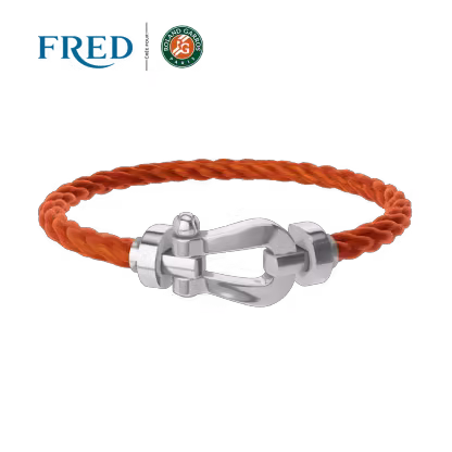 FORCE 10 BRACELET #FREDXROLANDGARROS LARGE MODEL 18K WHITE AND ONE MANDARIN GARNET