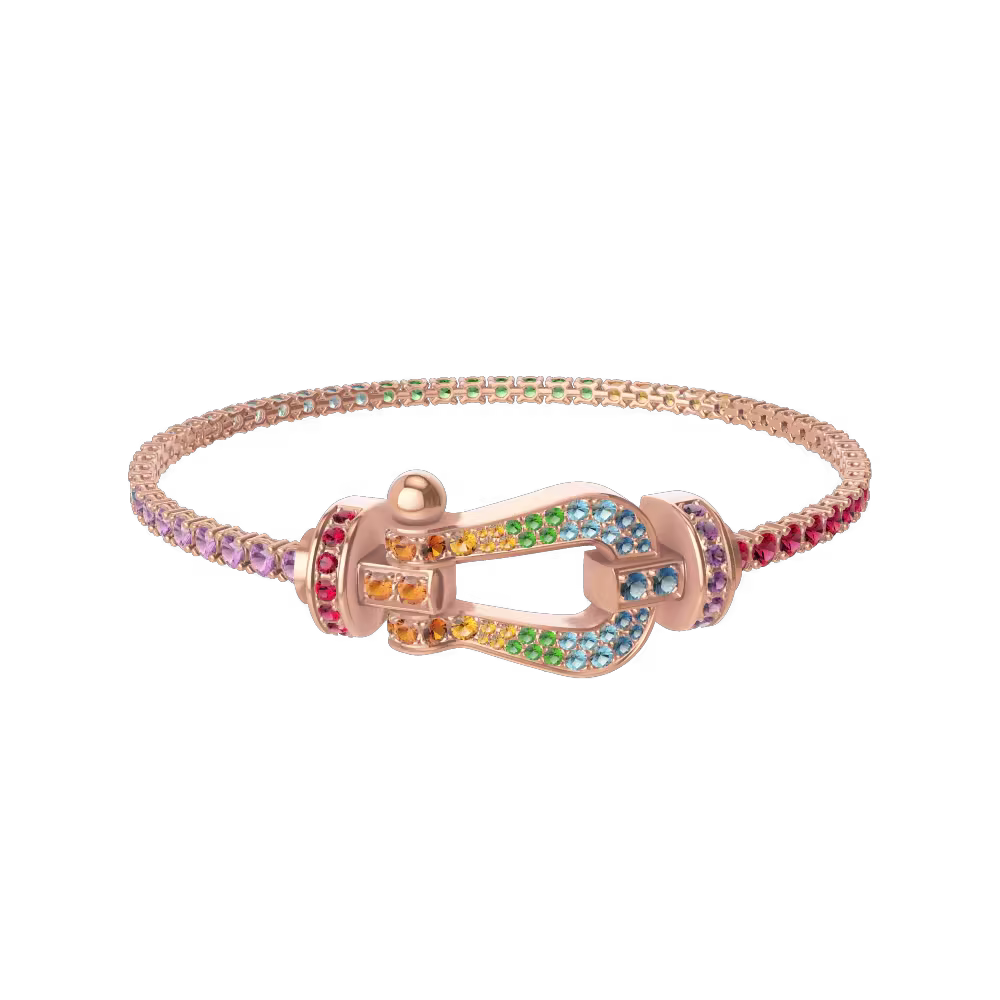 FORCE 10 BRACELET 18K PINK GOLD AND COLORED STONES LARGE MODEL