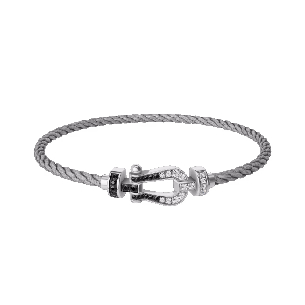 FORCE 10 BRACELET 18K WHITE GOLD AND BLACK AND WHITE DIAMONDS MEDIUM MODEL