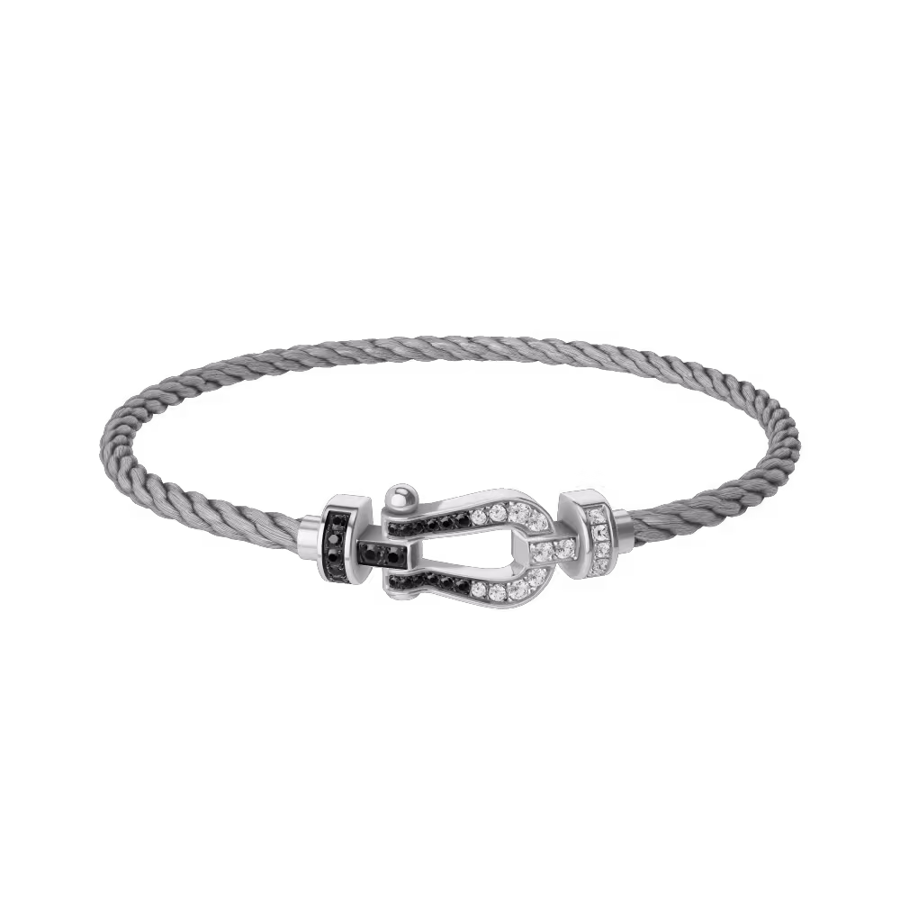 FORCE 10 BRACELET 18K WHITE GOLD AND BLACK AND WHITE DIAMONDS MEDIUM MODEL