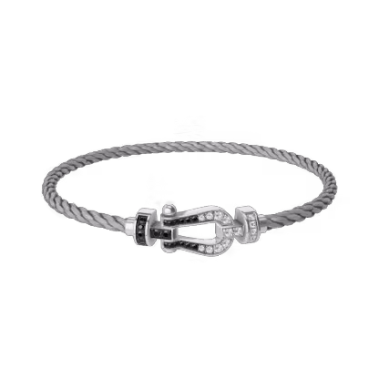 FORCE 10 BRACELET 18K WHITE GOLD AND BLACK AND WHITE DIAMONDS MEDIUM MODEL