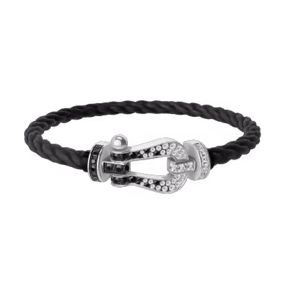 FORCE 10 BRACELET 18K WHITE GOLD AND BLACK AND WHITE DIAMONDS LARGE MODEL
