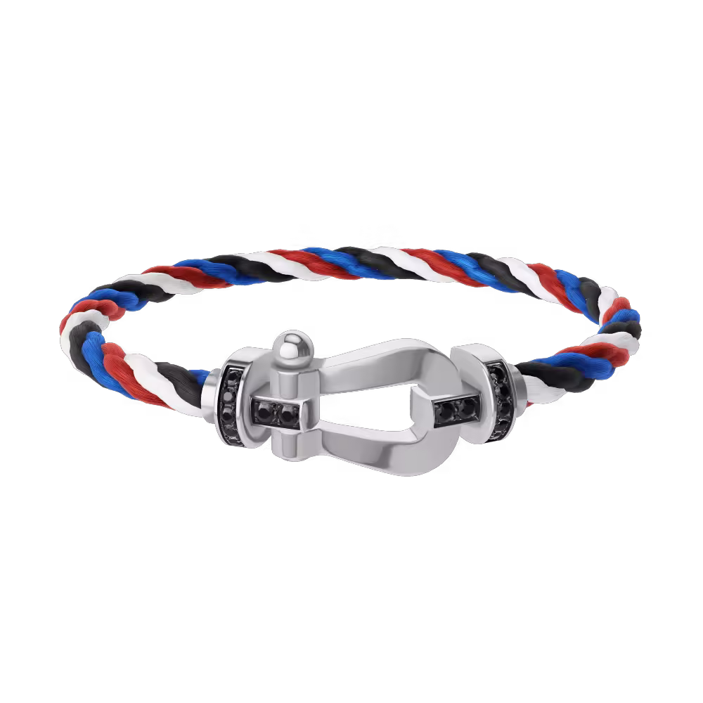 FORCE 10 BRACELET 18K WHITE GOLD AND BLACK DIAMONDS LARGE MODEL