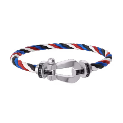 FORCE 10 BRACELET 18K WHITE GOLD AND BLACK DIAMONDS LARGE MODEL