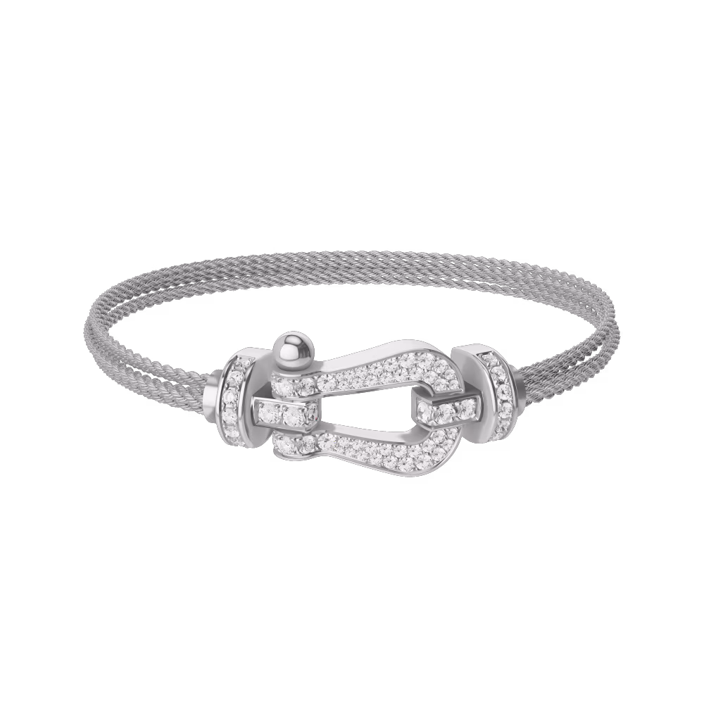 FORCE 10 BRACELET 18K WHITE GOLD AND DIAMONDS LARGE MODEL