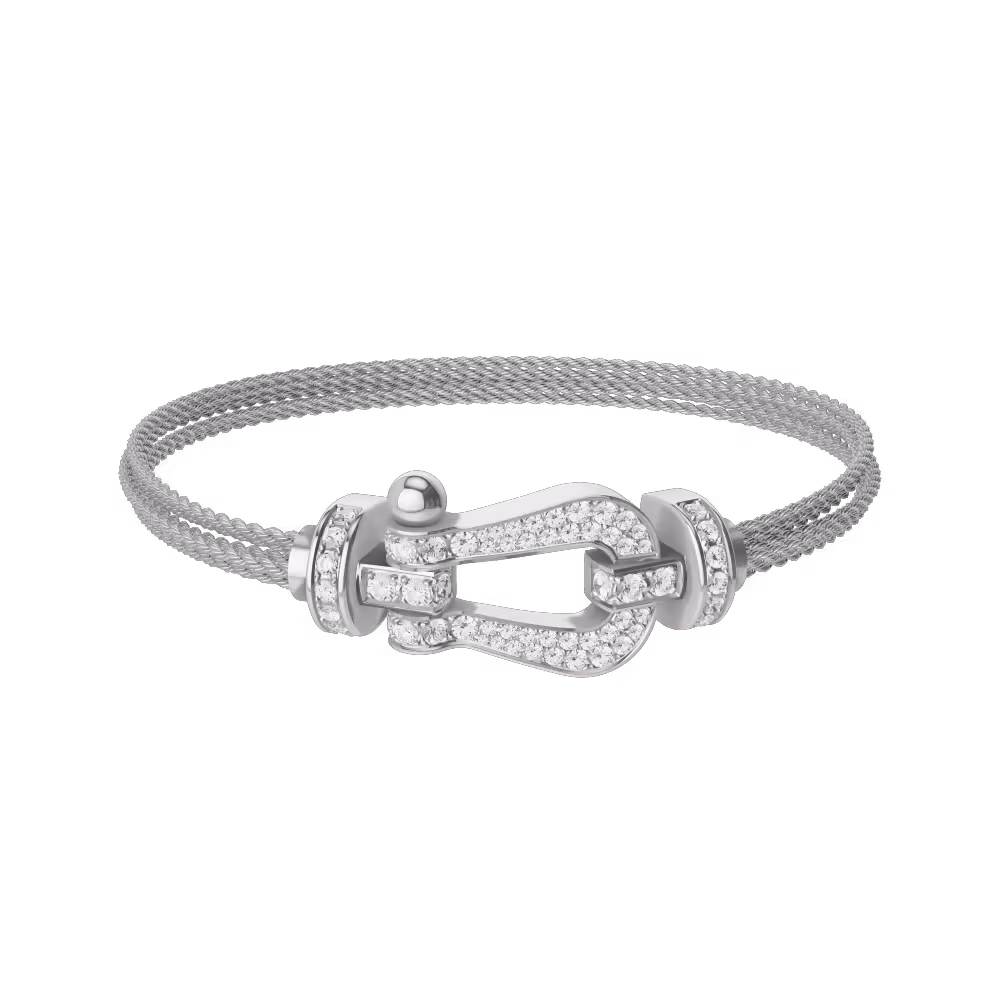 FORCE 10 BRACELET 18K WHITE GOLD AND DIAMONDS LARGE MODEL