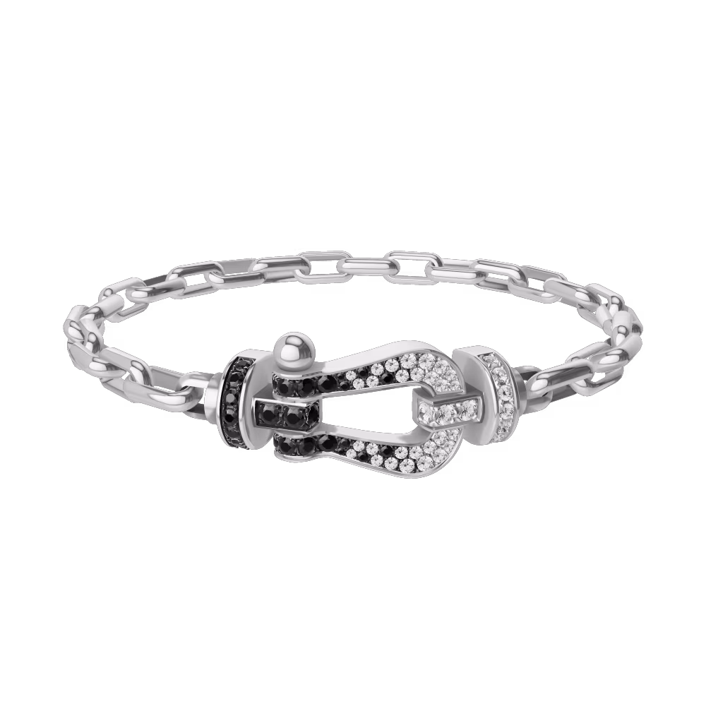 Force 10 bracelet 18k white gold and black and white diamonds large model